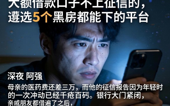 大额借款口子不上征信的,遴选5个黑户都能下的平台