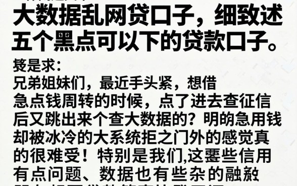 大数据乱网贷口子,细致阐述五个黑户可以下的贷款口子