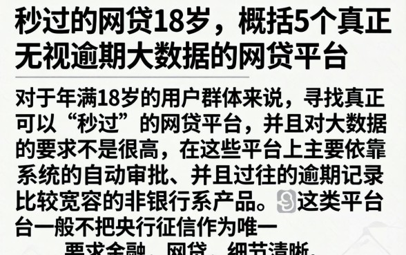 秒过的网贷18岁，概括5个真正无视逾期大数据的网贷平台
