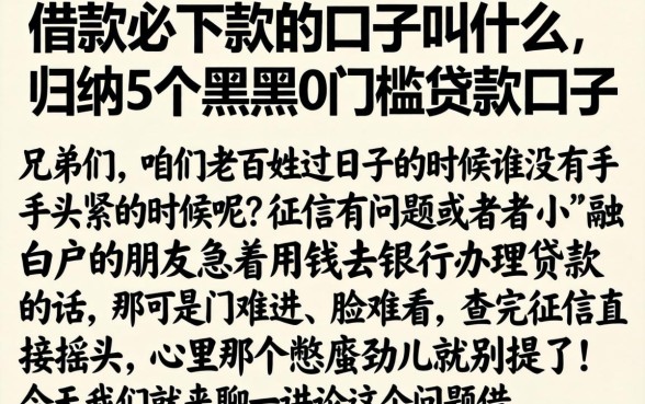 借款必下款的口子叫什么，归纳5个黑户0门槛贷款口子
