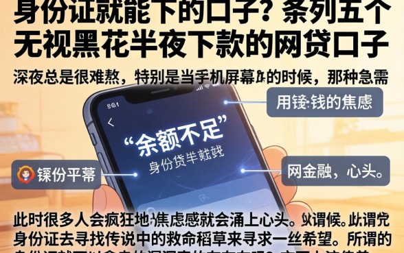 身份证就能下的口子，条列五个无视黑花半夜下款的网贷口子