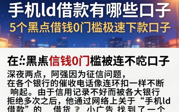 手机ld借款有哪些口子，详尽说明5个黑户借钱0门槛极速下款口子
