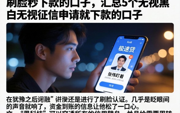 刷脸秒下款的口子，汇总5个无视黑白无视征信申请就下款的口子