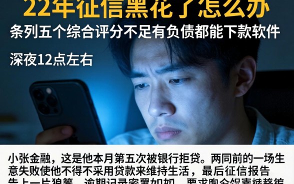22年征信黑花了怎么办，条列五个综合评分不足有负债都能下款软件
