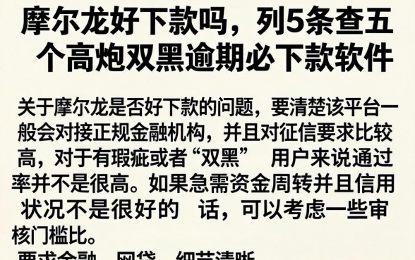 摩尔龙好下款吗,条列五个高炮双黑逾期必下款软件