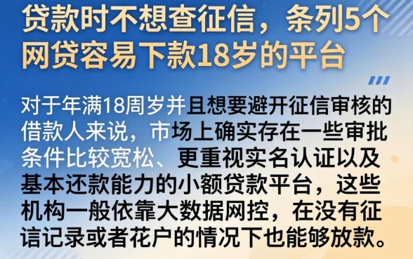 贷款时不想查征信,条列5个网贷容易下款18岁的平台