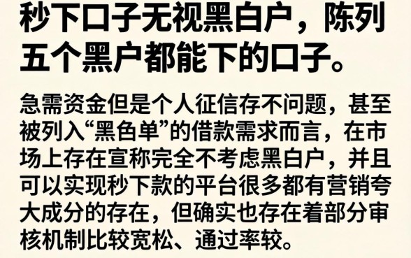 秒下口子无视黑白户，陈列五个黑户都能下的口子
