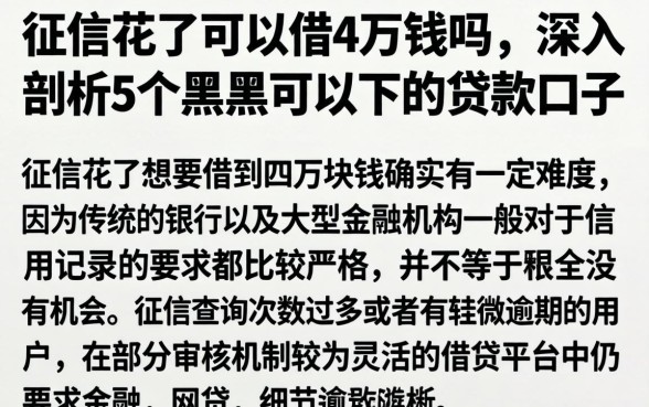 征信花了可以借4万钱吗，深入剖析5个黑户可以下的贷款口子