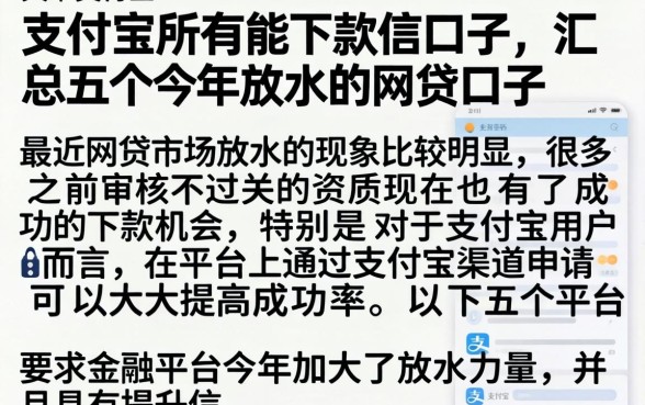 支付宝所有能下款的口子,汇总五个今年放水的网贷口子