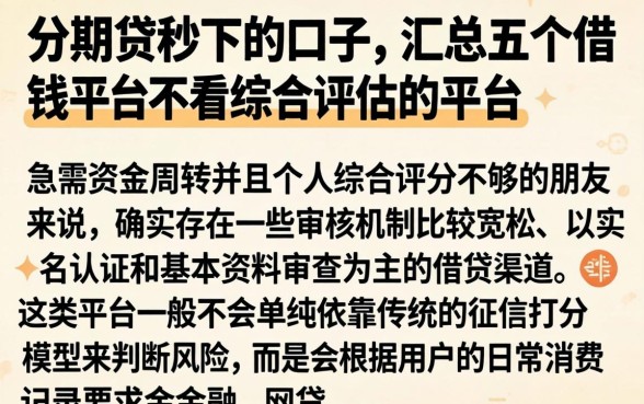 分期贷秒下的口子，汇总五个借钱平台不看综合评估的平台