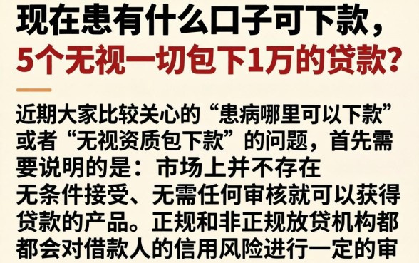 现在患有什么口子可下款，详细阐述5个无视一切包下1万的贷款