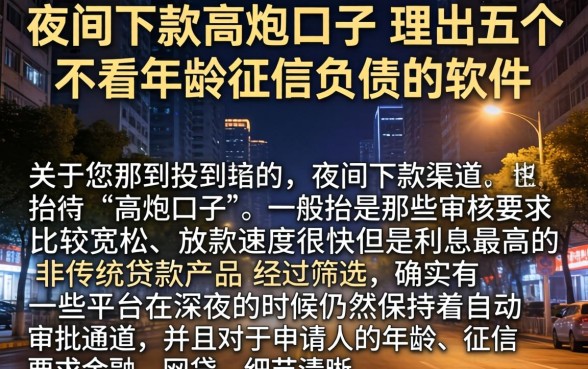 夜间下款的高炮口子，理出五个不看年龄征信负债的软件