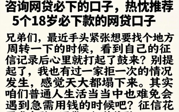 咨询网贷必下的口子，热忱推荐5个18岁必下款的网贷口子