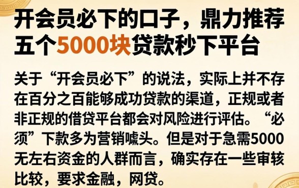 开会员必下的口子，鼎力推荐五个5000块贷款秒下平台