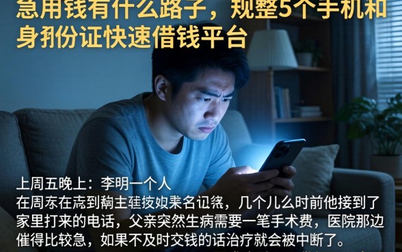 急用钱有什么路子，规整5个手机和身份证快速借钱平台