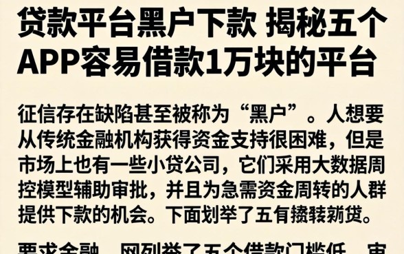 贷款平台黑户下款，揭秘五个APP容易借款1万块的平台