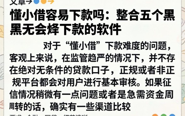 懂小借容易下款吗,整合五个黑户无条件下款的软件