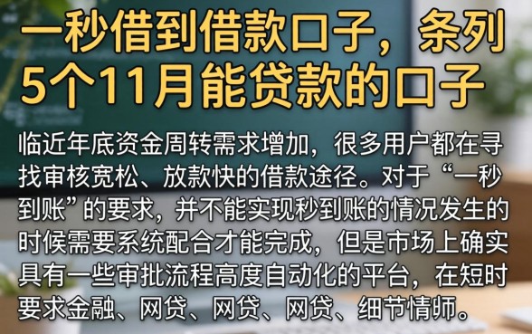 一秒借到借款口子，条列5个11月能贷款的口子