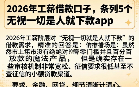 2026年工薪借款口子，条列5个无视一切是人就下款app