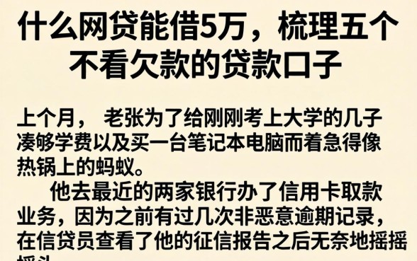 什么网贷能借5万，梳理五个不看欠款的贷款口子