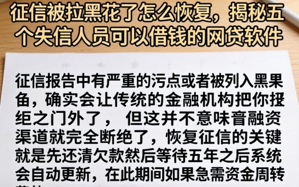 征信被拉黑花了怎么恢复，揭秘五个失信人员可以借钱的网贷软件