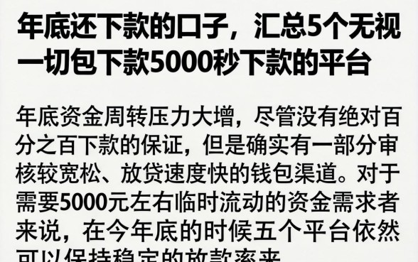 年底还下款的口子，汇总5个无视一切包下款5000秒下款的平台
