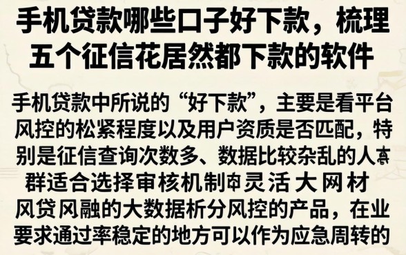 手机贷款哪些口子好下款，梳理五个征信花居然都下款的软件