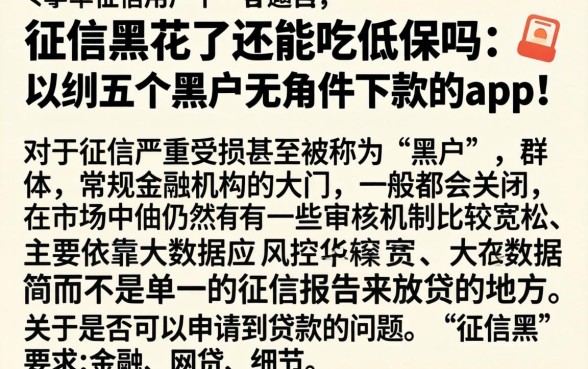 征信黑花了还能吃低保吗，归纳五个黑户无条件下款的app