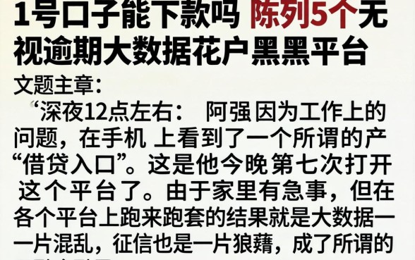 1号口子能下款吗，陈列5个无视逾期大数据花户黑户平台