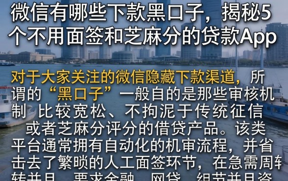 微信有哪些下款的黑口子，揭秘5个不用面签和芝麻分的贷款app