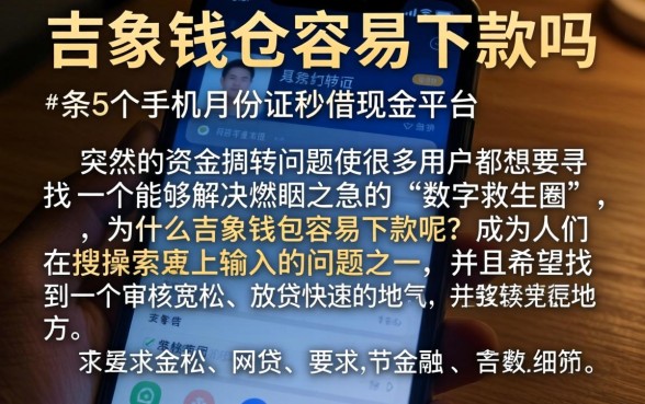 吉象钱包容易下款吗,条列5个手机身份证秒借现金的平台