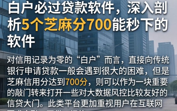 白户必过贷款软件，深入剖析5个芝麻分700能秒下的软件