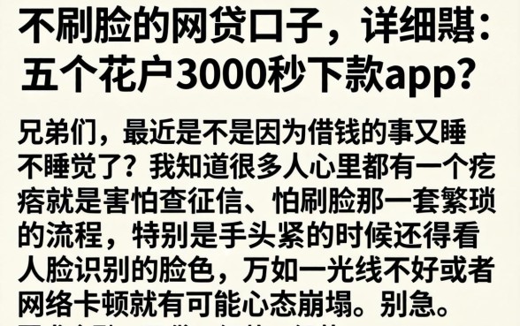 不刷脸的网贷口子，详细阐述五个花户3000秒下款app