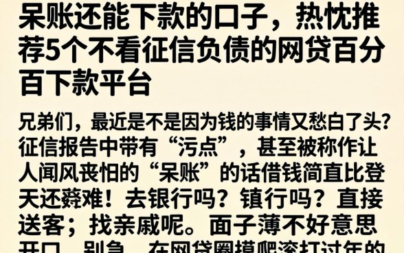 呆账还能下款的口子,热忱推荐5个不看征信负债的网贷百分百下款平台