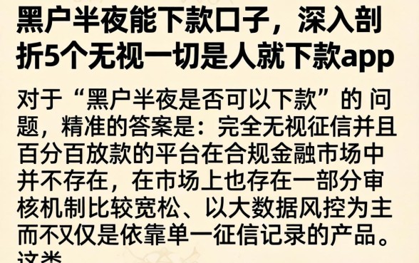 黑户半夜能下款口子，深入剖析5个无视一切是人就下款app