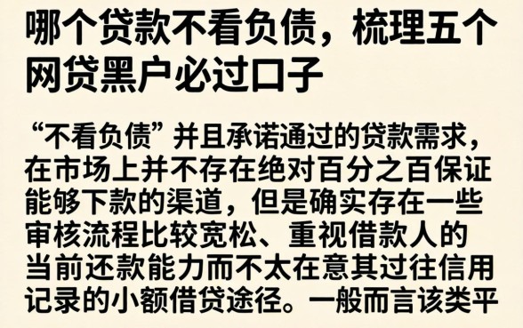 哪个贷款不看负债，梳理五个网贷黑户必过口子