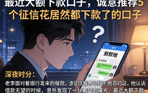 最近大额下款的口子，诚意推荐5个征信花居然都下款了的口子