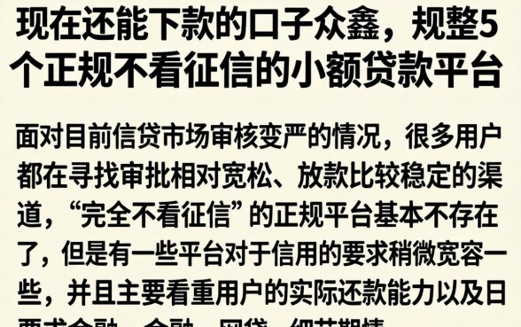 现在还能下款的口子众鑫,规整5个正规不看征信的小额贷款平台