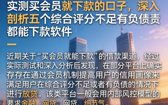 实测买会员就下款的口子，深入剖析五个综合评分不足有负债都能下款软件