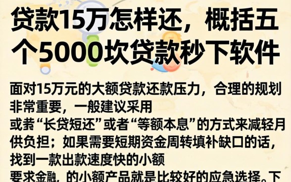 贷款15万怎样还，概括五个5000块贷款秒下软件