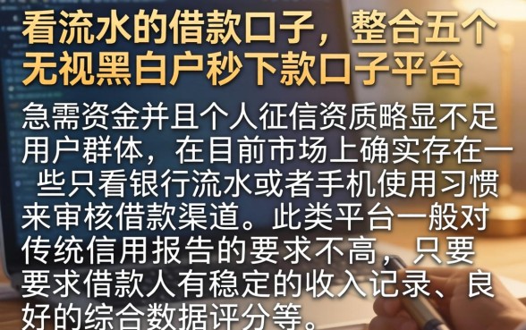 看流水的借款口子，整合五个无视黑白户秒下款口子平台