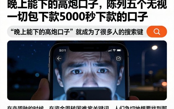 晚上能下的高炮口子，陈列五个无视一切包下款5000秒下款的口子