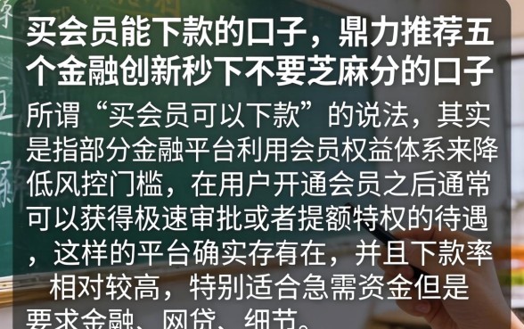 买会员能下款的口子，鼎力推荐五个金融创新秒下不要芝麻分的口子
