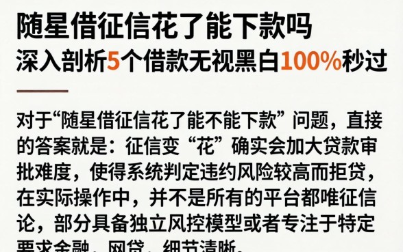 随星借征信花了能下款吗,深入剖析5个借款无视黑白100%秒过