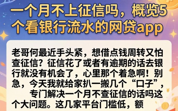 一个月不上征信吗，概览5个看银行流水的网贷app