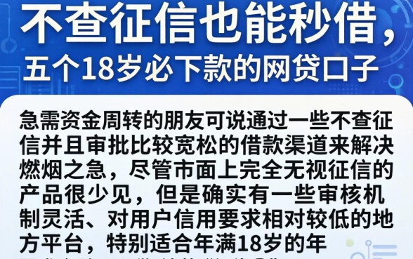 不查征信也能秒借，详细阐述五个18岁必下款的网贷口子