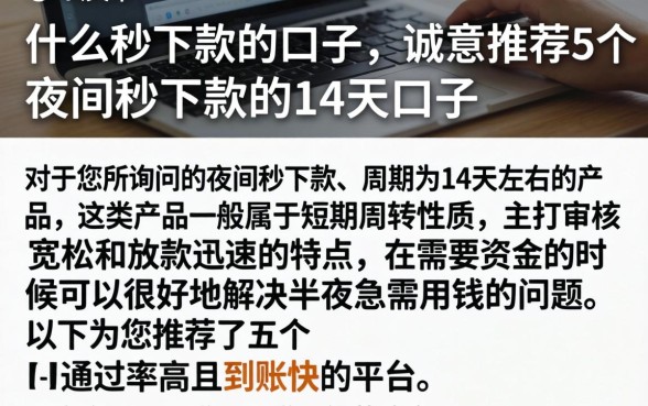 什么秒下款的口子，诚意推荐5个夜间秒下款的14天口子