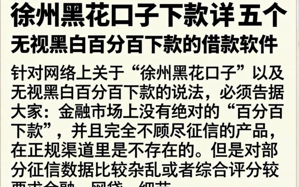 徐州黑花口子下款，详尽说明五个无视黑白百分百下款的借款软件