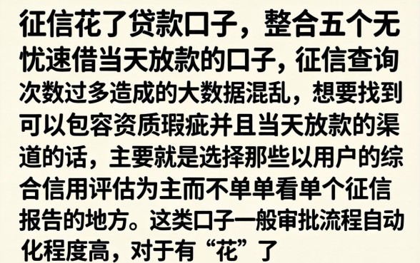 征信花了贷款口子,整合五个无忧速借当天放款的口子
