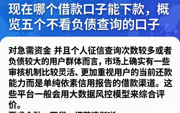 现在哪个借款口子能下款,概览五个不看负债查询的口子
